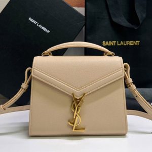 Replica Saint Laurent 623930 YSL CASSANDRA MINI TOP HANDLE BAG IN Beige GRAIN DE POUDRE EMBOSSED LEATHER