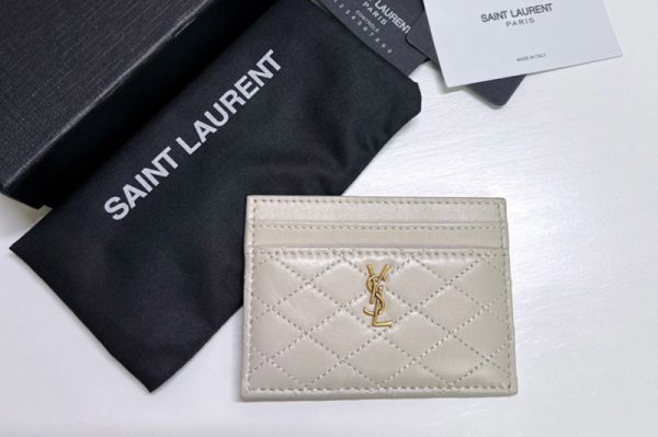 Replica Saint Laurent 703219 YSL GABY CARD CASE IN White QUILTED LAMBSKIN