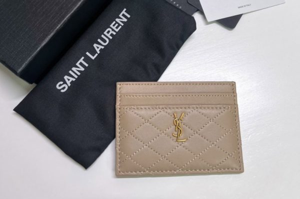 Replica Saint Laurent 703219 YSL GABY CARD CASE IN Beige QUILTED LAMBSKIN