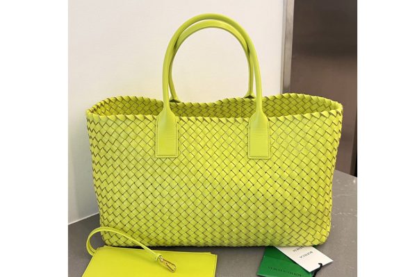 Replica Bottega Veneta 608811 Large Cabat tote bag in Acid kiwi intrecciato leather