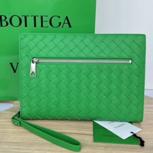 Replica Bottega Veneta 693675 Small intrecciato leather document case in Green intrecciato