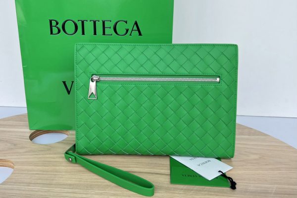 Replica Bottega Veneta 693675 Small intrecciato leather document case in Green intrecciato