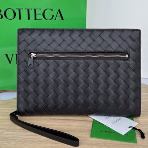 Replica Bottega Veneta 693675 Small intrecciato leather document case in Dark Brown intrecciato