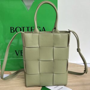 Replica Bottega Veneta 709341 Mini Cassette Tote Bag in Travertine intreccio leather