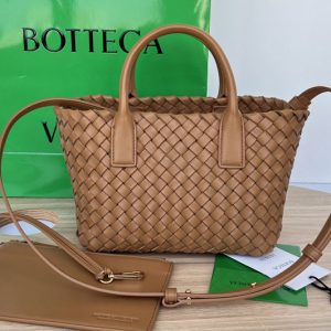 Replica Bottega Veneta 709464 Mini Cabat tote bag in Caramel intreccio leather