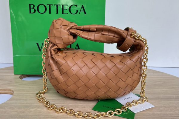 Replica Bottega Veneta 709562 Mini Jodie top handle bag in Brown intrecciato leather