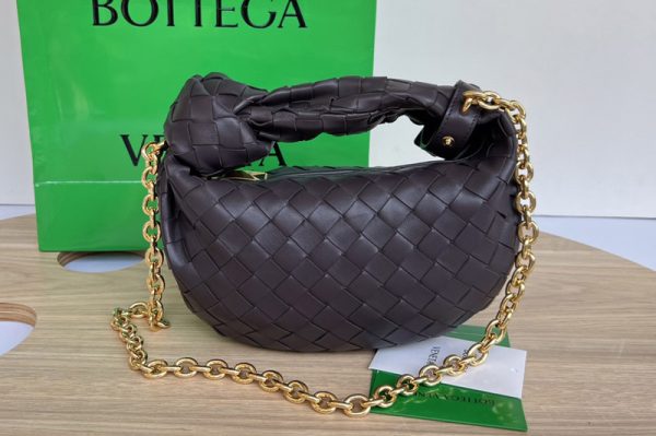 Replica Bottega Veneta 709562 Mini Jodie top handle bag in Dark Coffee intrecciato leather