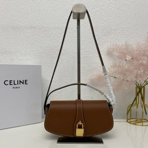 Replica Celine 10I592 CLUTCH ON STRAP TABOU bag IN Tan CALFSKIN Leather