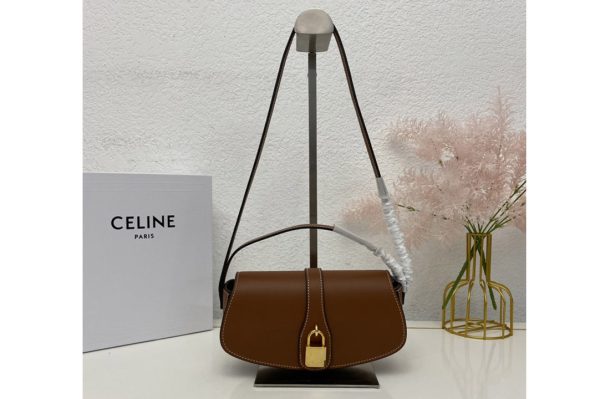 Replica Celine 10I592 CLUTCH ON STRAP TABOU bag IN Tan CALFSKIN Leather