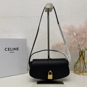 Replica Celine 10I592 CLUTCH ON STRAP TABOU bag IN Black CALFSKIN Leather