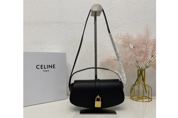 Replica Celine 10I592 CLUTCH ON STRAP TABOU bag IN Black CALFSKIN Leather