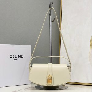 Replica Celine 10I592 CLUTCH ON STRAP TABOU bag IN White CALFSKIN Leather