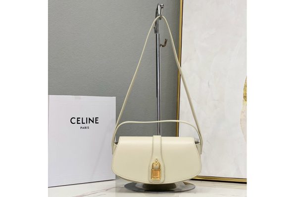 Replica Celine 10I592 CLUTCH ON STRAP TABOU bag IN White CALFSKIN Leather