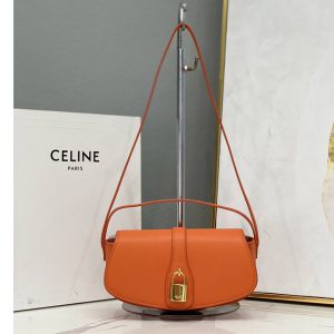 Replica Celine 10I592 CLUTCH ON STRAP TABOU bag IN Orange CALFSKIN Leather