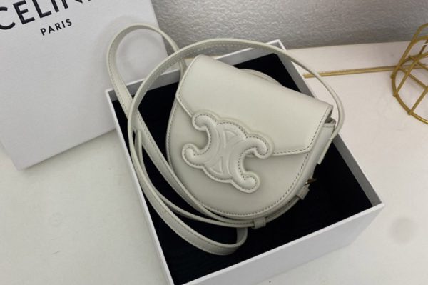 Replica Celine 10J303 MINI BESACE CUIR TRIOMPHE IN White SMOOTH CALFSKIN