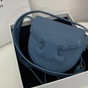 Replica Celine 10J303 MINI BESACE CUIR TRIOMPHE IN Blue SMOOTH CALFSKIN