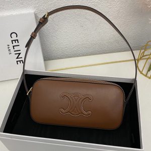 Replica Celine 10J582 MINI CAMERA SHOULDER BAG CUIR TRIOMPHE IN TAN CALFSKIN Leather