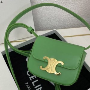 Replica Celine 10I512 MINI TRIOMPHE bag IN Green CALFSKIN Leather