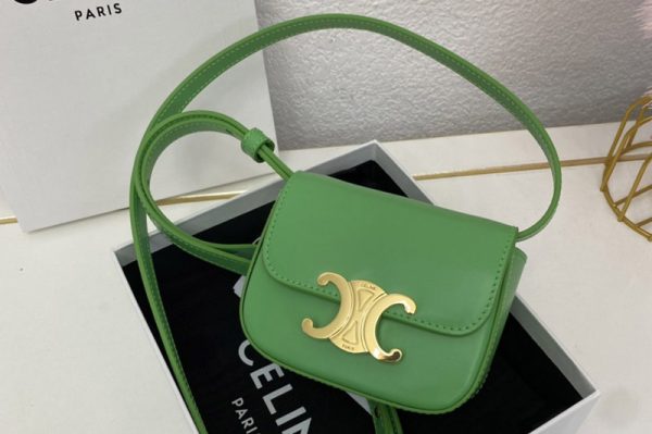 Replica Celine 10I512 MINI TRIOMPHE bag IN Green CALFSKIN Leather