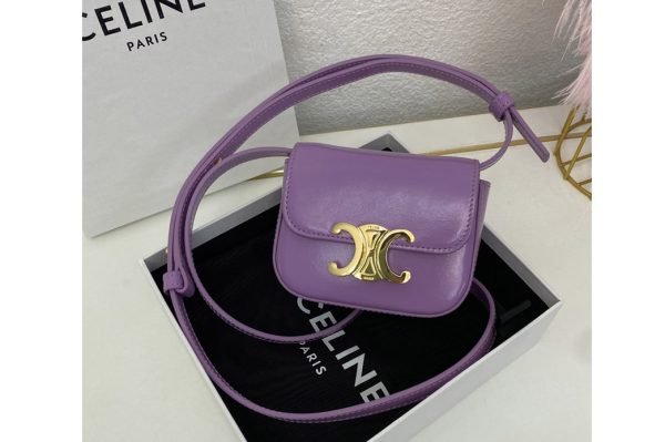 Replica Celine 10I512 MINI TRIOMPHE bag IN Purple CALFSKIN Leather