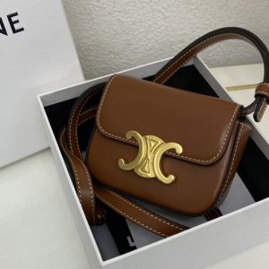 Replica Celine 10I512 MINI TRIOMPHE bag IN Brown CALFSKIN Leather