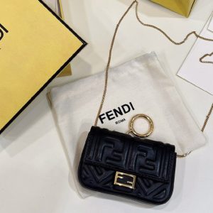 Replica Fendi 7AR844 Nano Baguette Charm in Black nappa leather