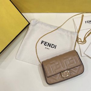 Replica Fendi 7AR844 Nano Baguette Charm in Gray nappa leather