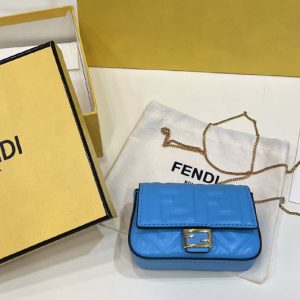 Replica Fendi 7AR844 Nano Baguette Charm in Blue nappa leather