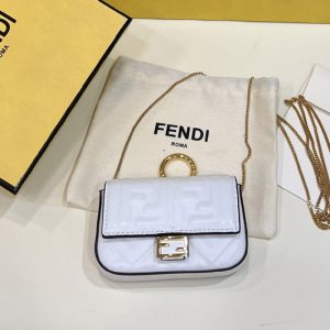 Replica Fendi 7AR844 Nano Baguette Charm in White nappa leather