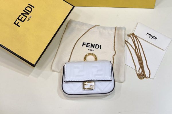 Replica Fendi 7AR844 Nano Baguette Charm in White nappa leather