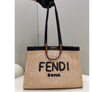 Replica Fendi 8BH374 X-TOTE Medium Bag in Natural raffia