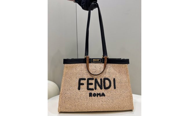 Replica Fendi 8BH374 X-TOTE Medium Bag in Natural raffia