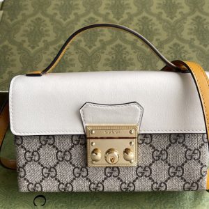 Replica Gucci 652683 Padlock mini bag in Beige and ebony GG Supreme canvas