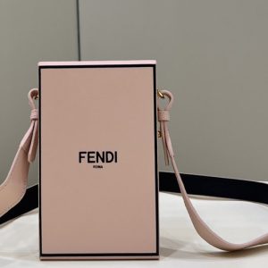 Replica Fendi 7VA519 Fendi Box Shoulder Bag in Pink Leather