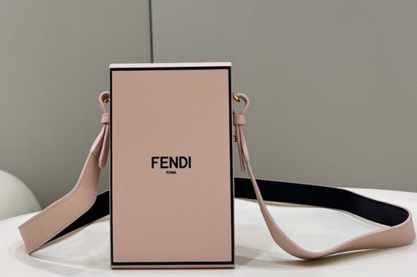 Replica Fendi 7VA519 Fendi Box Shoulder Bag in Pink Leather