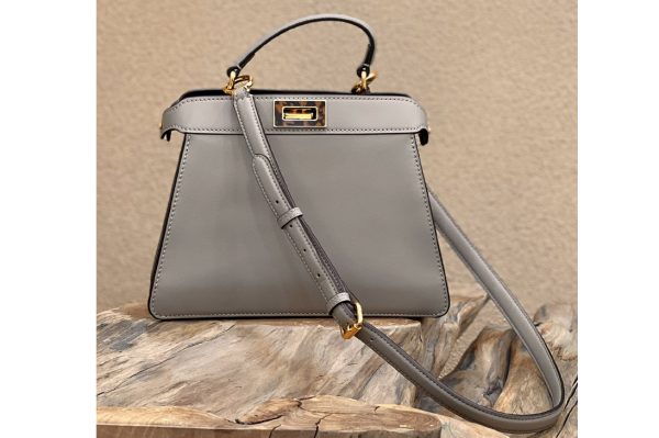 Replica Fendi 8BN327 Peekaboo Iseeu Small Bag in Grey leather