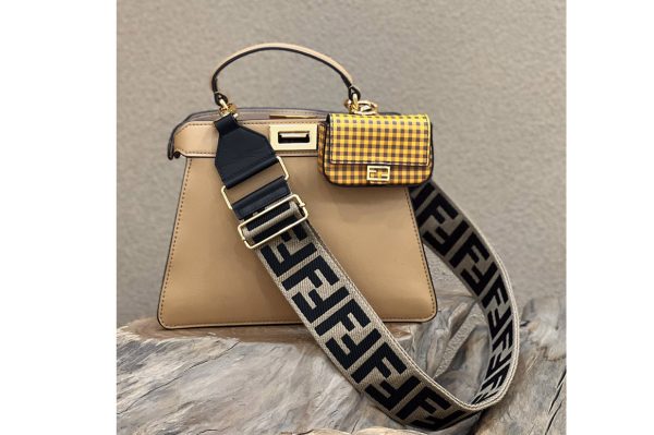 Replica Fendi 8BN327 Peekaboo Iseeu Small Bag in Beige leather