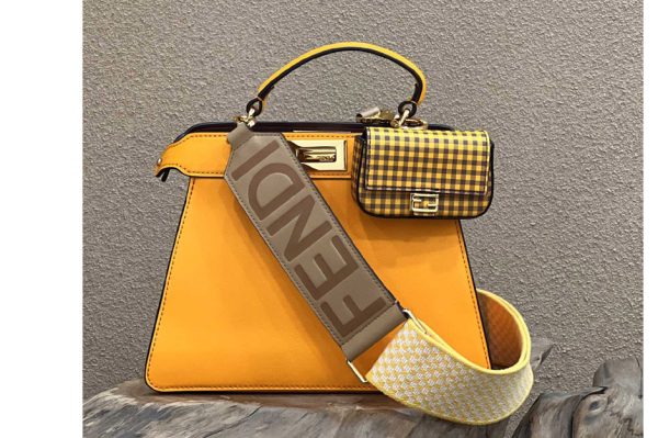 Replica Fendi 8BN327 Peekaboo Iseeu Small Bag in Orange leather