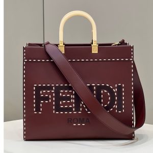 Replica Fendi 8BH386 Sunshine Medium Shopper Tote bag in Bordeaux leather