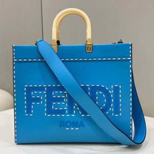 Replica Fendi 8BH386 Sunshine Medium Shopper Tote bag in Blue leather