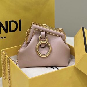 Replica Fendi 7AS051 Nano Fendi First Charm Bag in Pink nappa leather