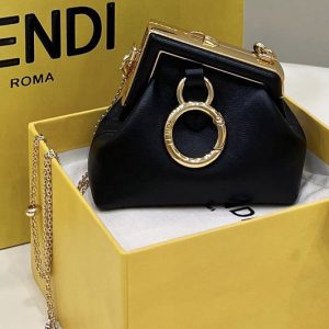 Replica Fendi 7AS051 Nano Fendi First Charm Bag in Black nappa leather