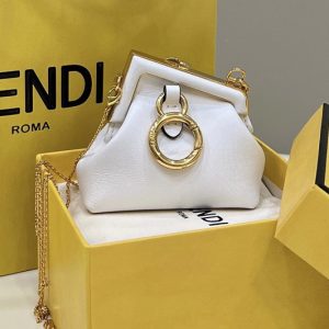 Replica Fendi 7AS051 Nano Fendi First Charm Bag in White nappa leather