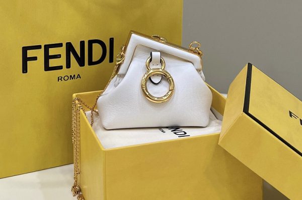 Replica Fendi 7AS051 Nano Fendi First Charm Bag in White nappa leather