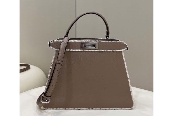 Replica Fendi 8BN321 Peekaboo Iseeu Medium bag in Gray leather