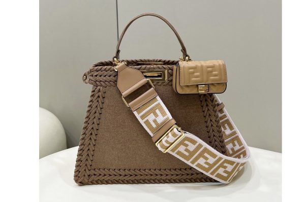 Replica Fendi 8BN321 Peekaboo Iseeu Medium Bag in Khaki suede