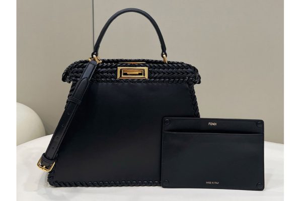 Replica Fendi 8BN321 Peekaboo Iseeu Medium Bag in Black Leather