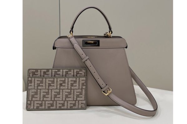 Replica Fendi 8BN321 Peekaboo Iseeu Medium Bag in Gray Leather