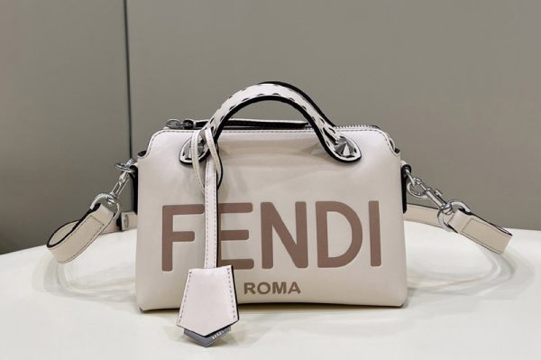 Replica Fendi 8BL145 By The Way Mini small Boston bag in Light gray leather