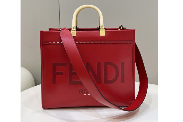 Replica Fendi 8BH372 Large Fendi Sunshine shopper Tote Bag in Red leather